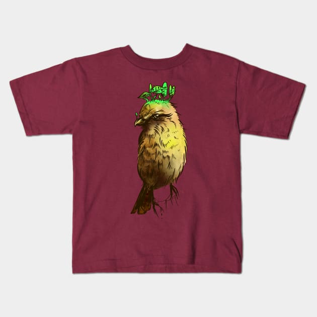 Mushroom Bird Kids T-Shirt by Manfish Inc.